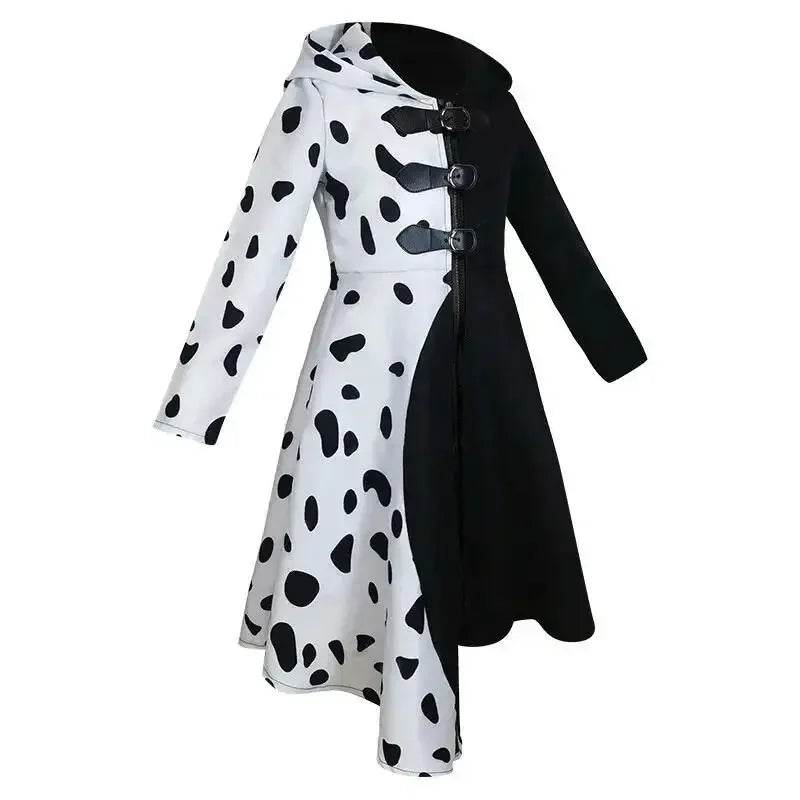Premium Kids Costume Dalmatian Jumpsuit Cruella Style Girls - ToylandEU