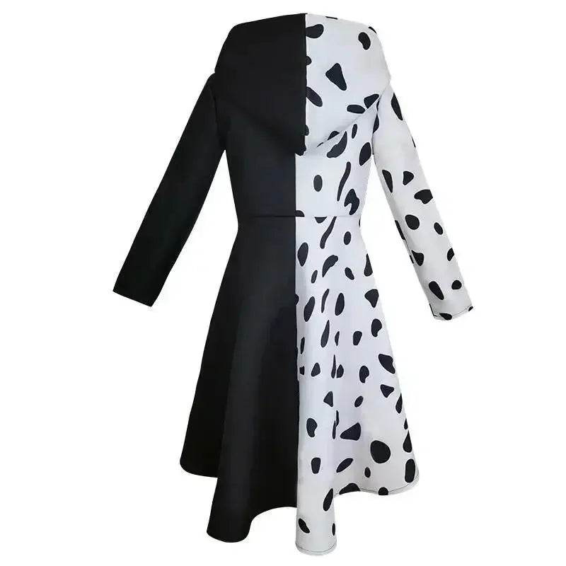 Premium Kids Costume Dalmatian Jumpsuit Cruella Style Girls - ToylandEU