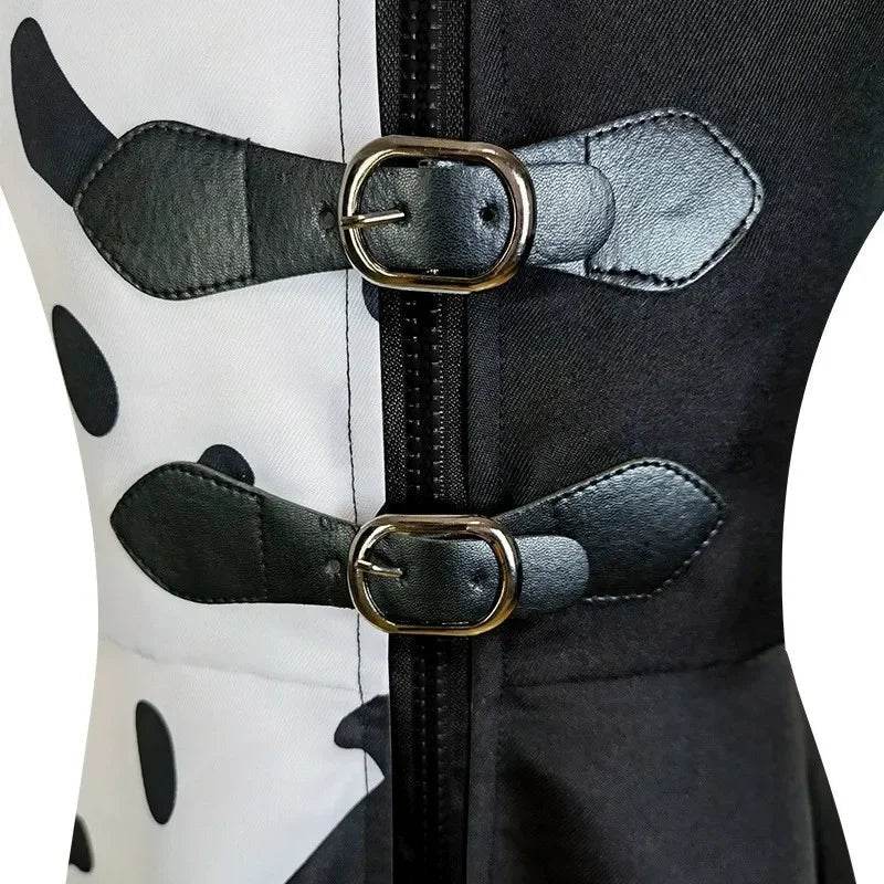 Premium Kids Costume Dalmatian Jumpsuit Cruella Style Girls - ToylandEU