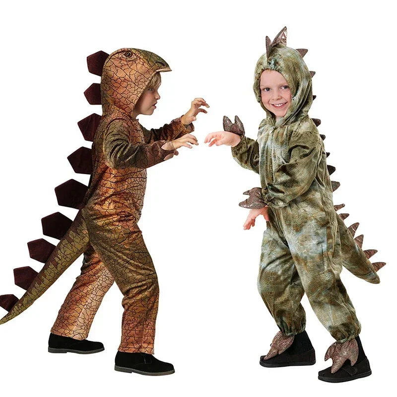 Premium Kids Costume Triceratops Dinosaur Outfit Knit Polyester For Halloween And Dress Up - ToylandEU