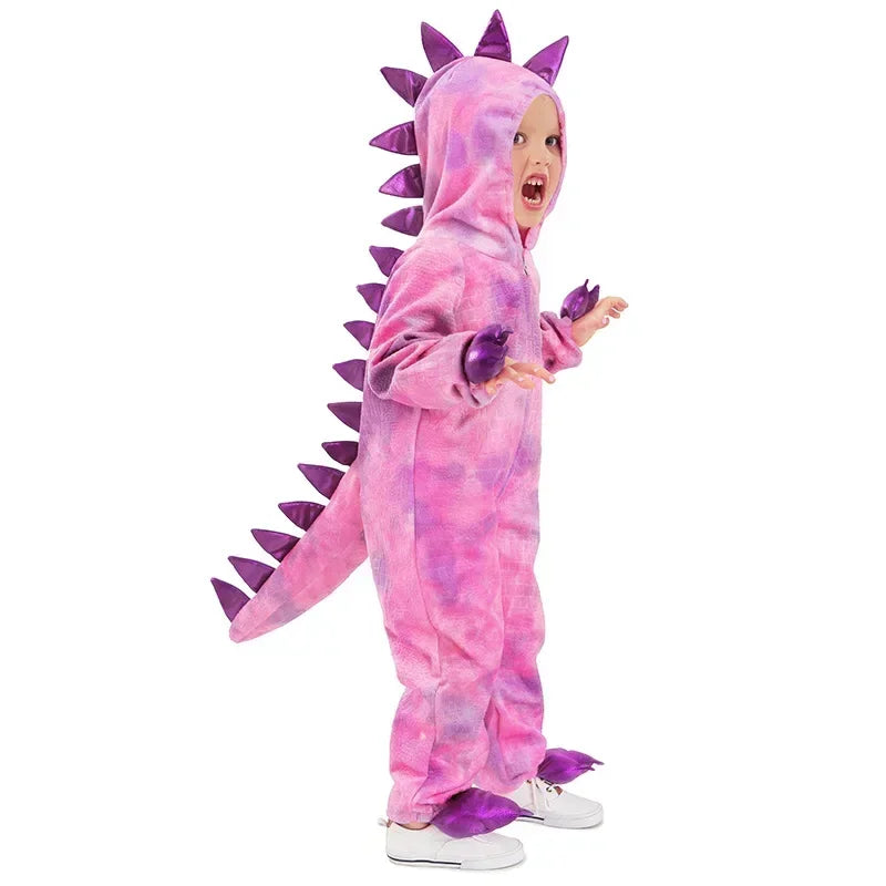 Premium Kids Costume Triceratops Dinosaur Outfit Knit Polyester For Halloween And Dress Up - ToylandEU