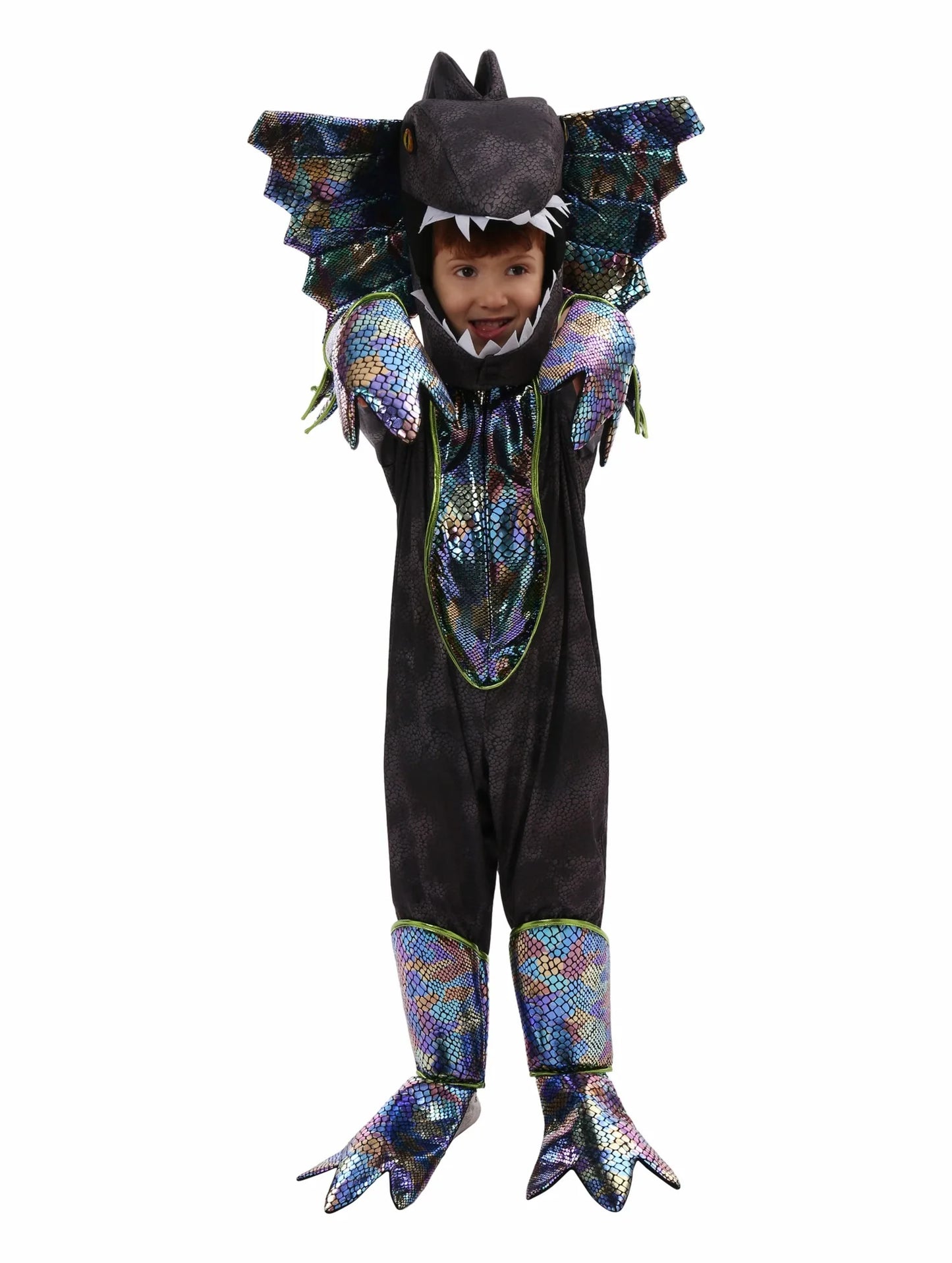 Premium Kids Costume Triceratops Dinosaur Outfit Knit Polyester For Halloween And Dress Up - ToylandEU