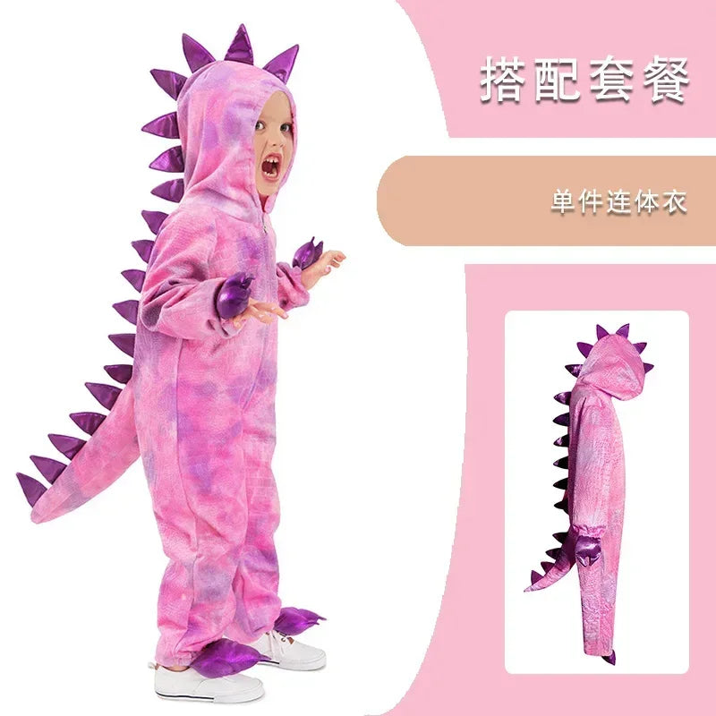 Premium Kids Costume Triceratops Dinosaur Outfit Knit Polyester For Halloween And Dress Up - ToylandEU