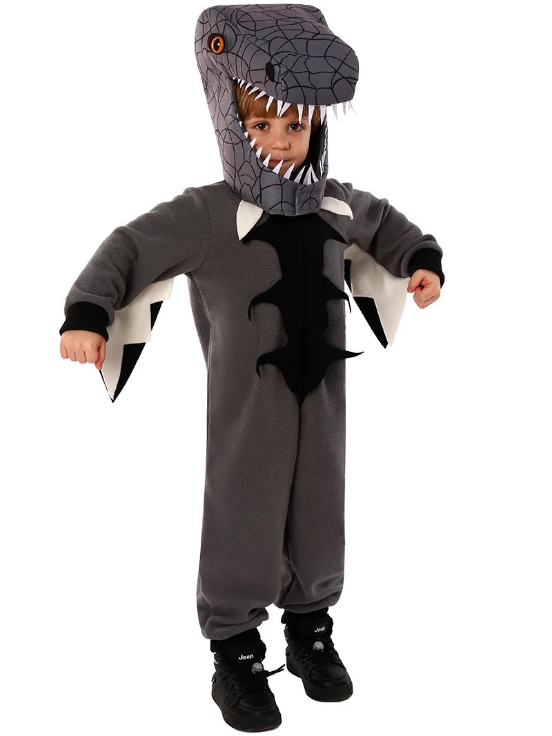 Premium Kids Costume Triceratops Dinosaur Outfit Knit Polyester For Halloween And Dress Up - ToylandEU