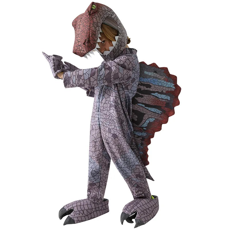 Premium Kids Costume Triceratops Dinosaur Outfit Knit Polyester For Halloween And Dress Up - ToylandEU