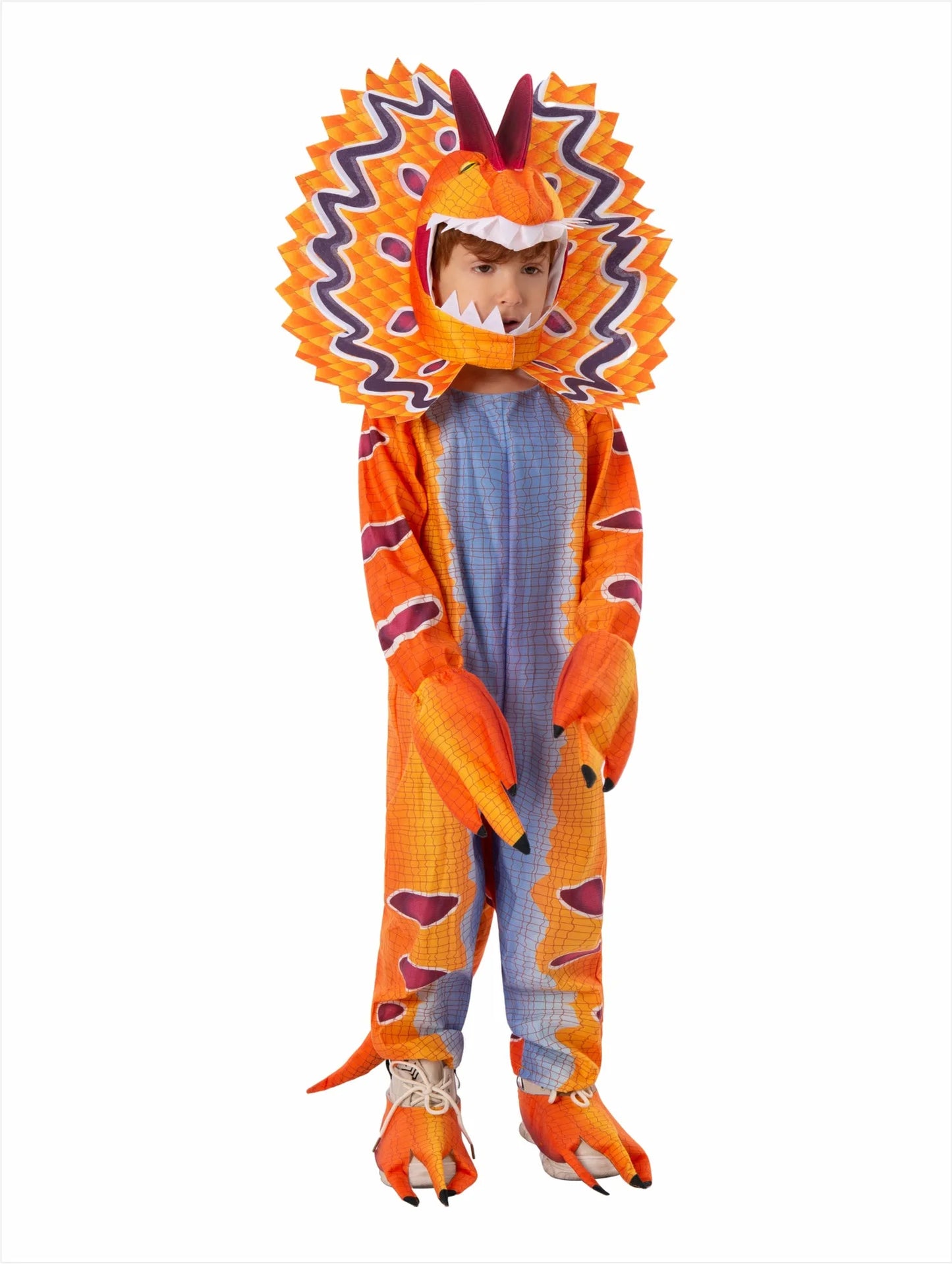 Premium Kids Costume Triceratops Dinosaur Outfit Knit Polyester For Halloween And Dress Up - ToylandEU