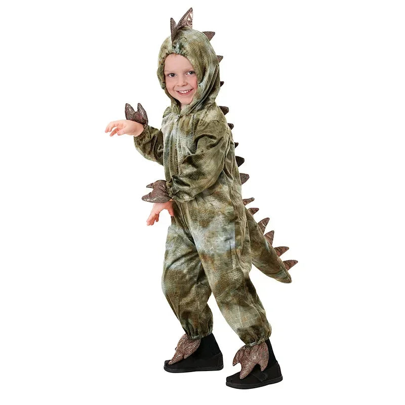 Premium Kids Costume Triceratops Dinosaur Outfit Knit Polyester For Halloween And Dress Up - ToylandEU