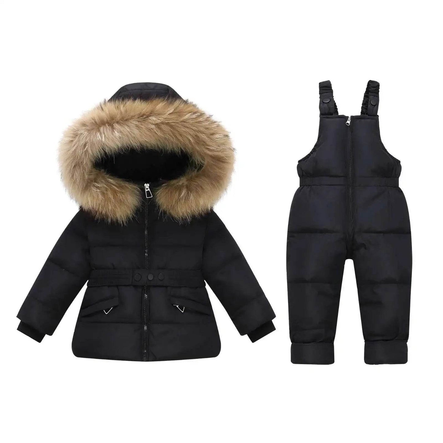 Premium Kids Down Jacket Set Real Fur Hood Unisex Ages 4 6 - ToylandEU