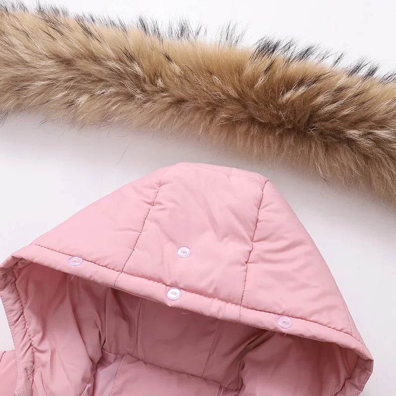 Premium Kids Down Jacket Set Real Fur Hood Unisex Ages 4 6 - ToylandEU