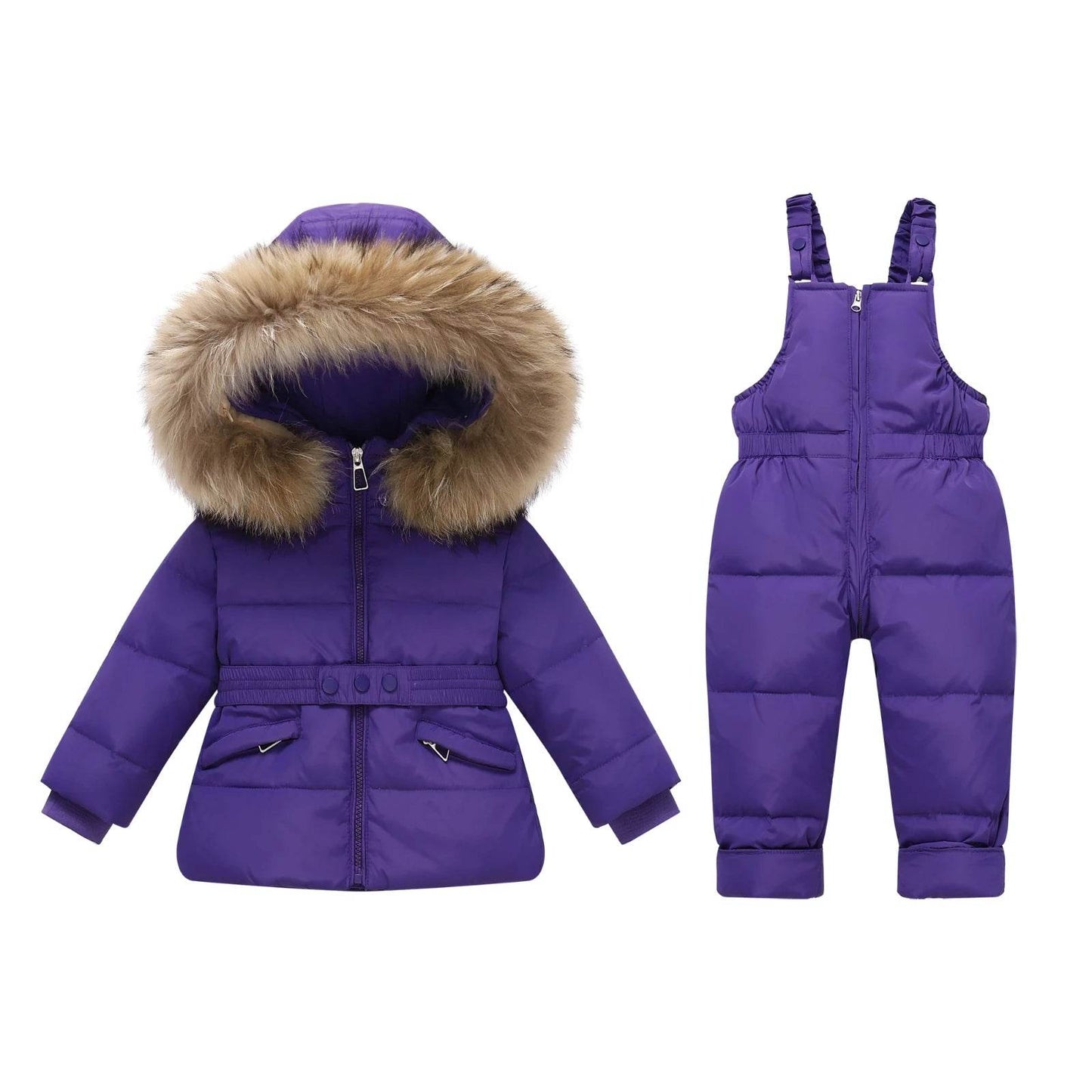 Premium Kids Down Jacket Set Real Fur Hood Unisex Ages ToylandEU