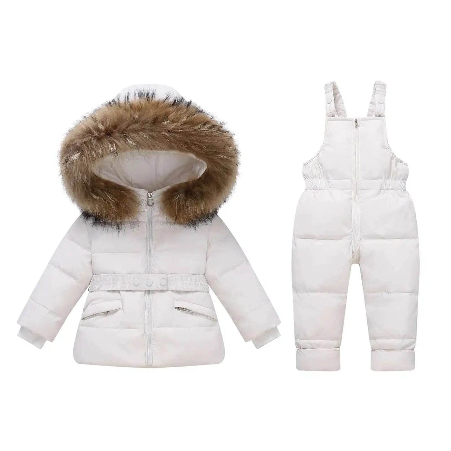 Premium Kids Down Jacket Set Real Fur Hood Unisex Ages 4 6 - ToylandEU