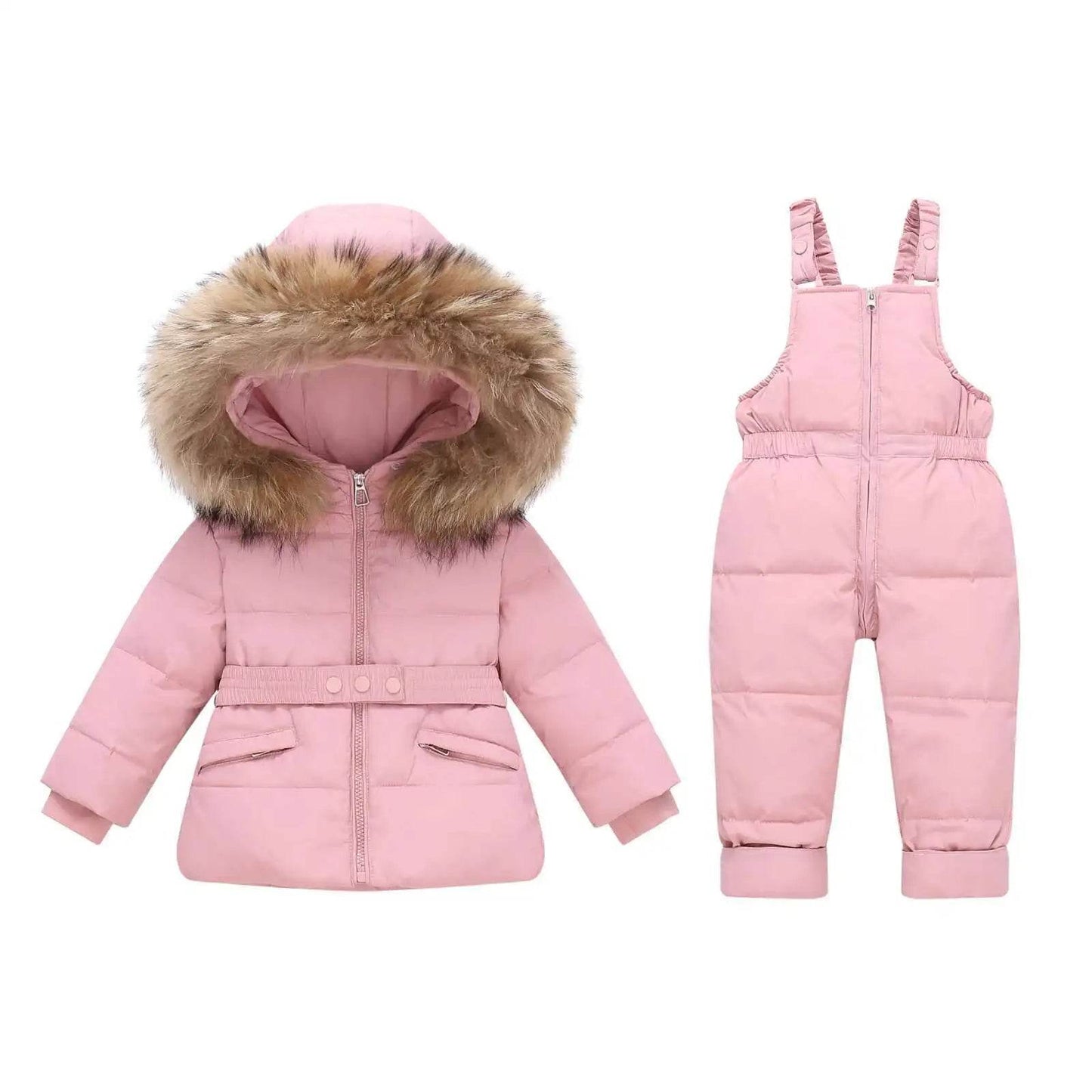 Premium Kids Down Jacket Set Real Fur Hood Unisex Ages 4 6 - ToylandEU