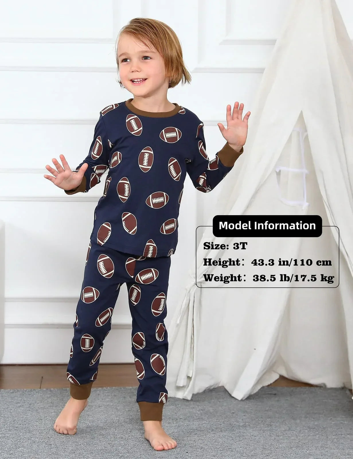 Premium Kids Football Pajama Set With Cotton Spandex For Ages 2 To 14 - ToylandEU