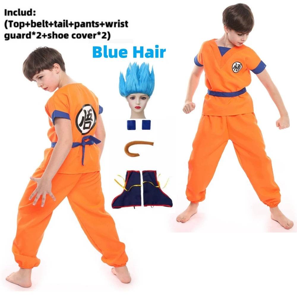 Premium Kids Goku Cosplay Costume Set Wig Dress Up For Kids - ToylandEU