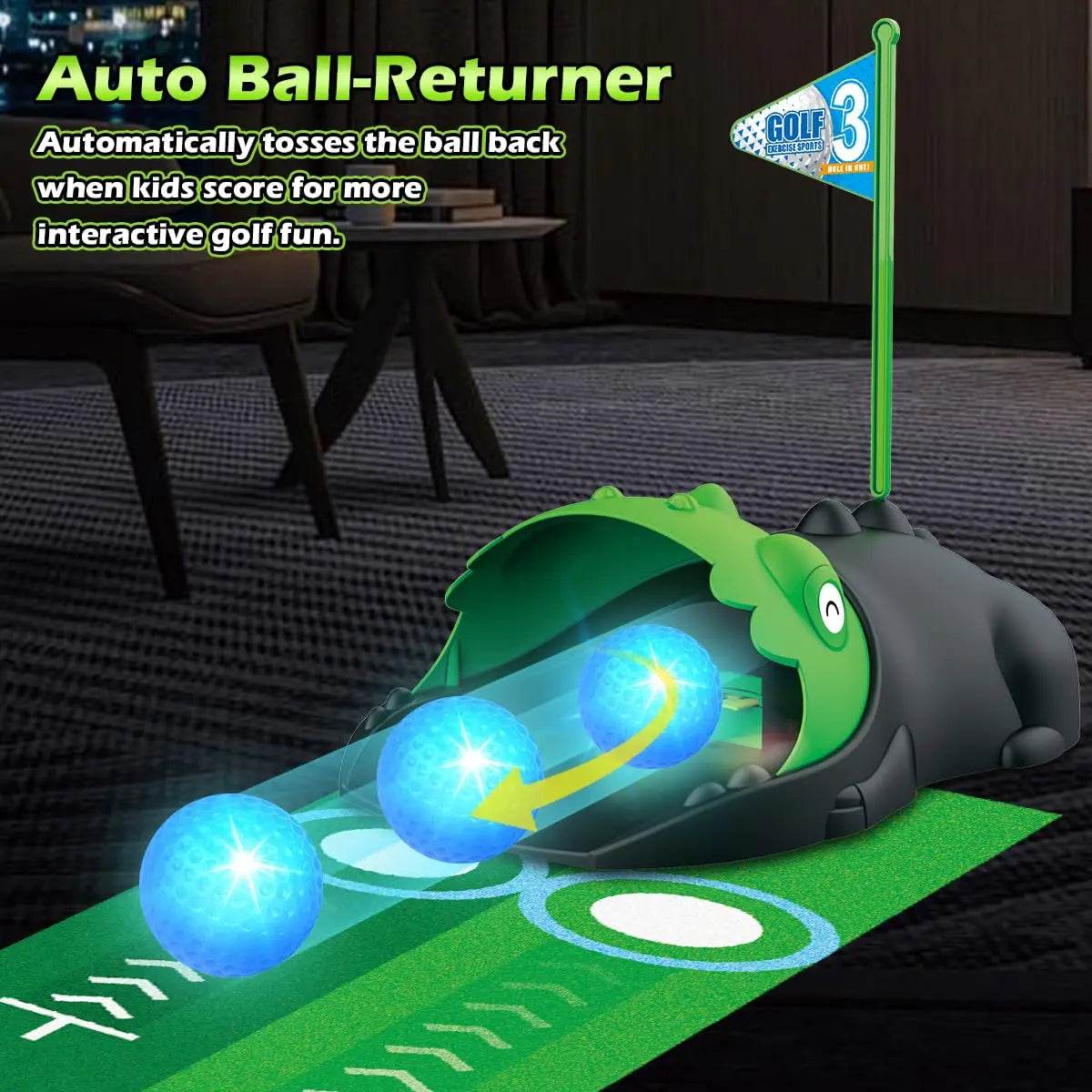 Premium Kids Golf Club Set LED Ball Returner For 3 Plus - ToylandEU