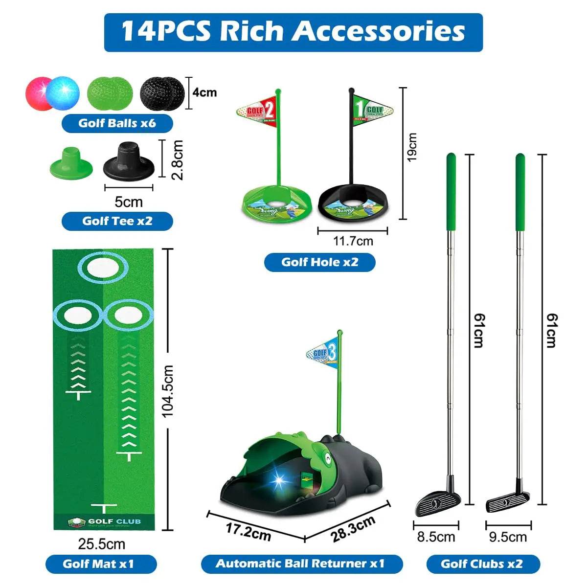 Premium Kids Golf Club Set LED Ball Returner For 3 Plus - ToylandEU