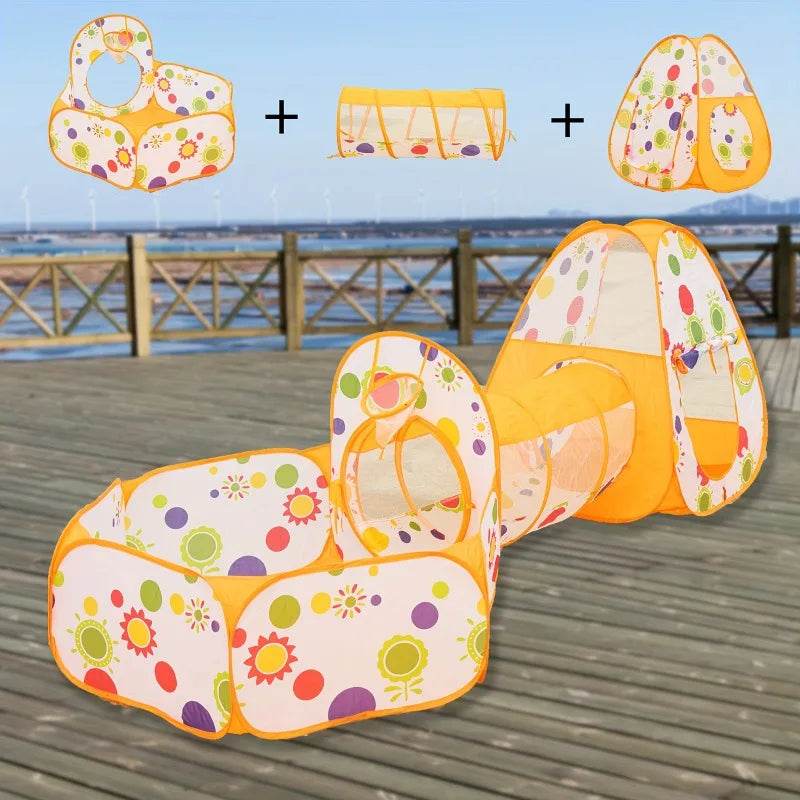 Premium Kids Play Tunnel Tent Set Ball Pit Hoop Indoor Use - ToylandEU