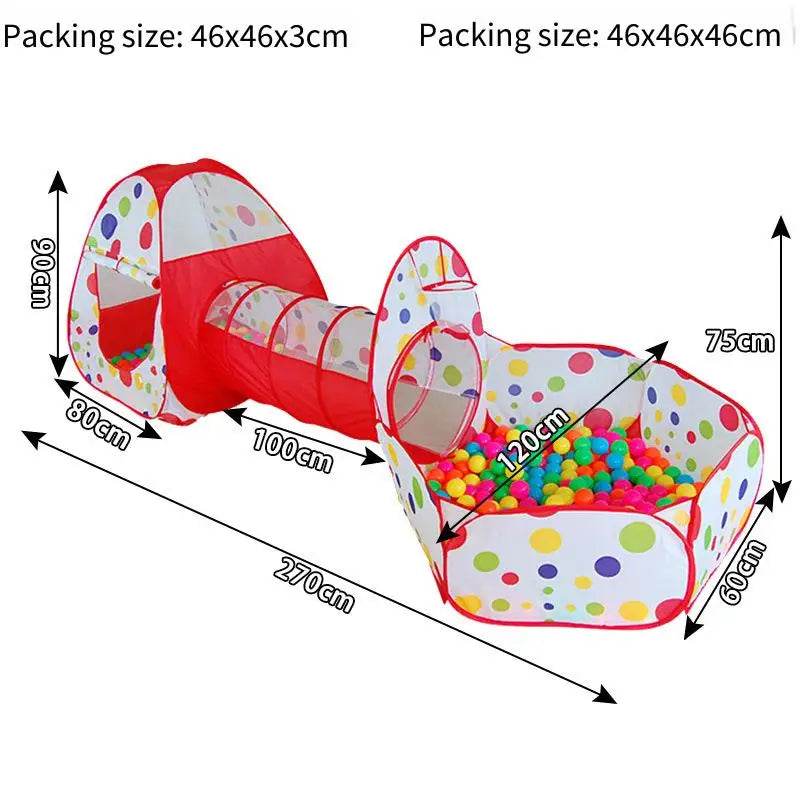 Premium Kids Play Tunnel Tent Set Ball Pit Hoop Indoor Use - ToylandEU