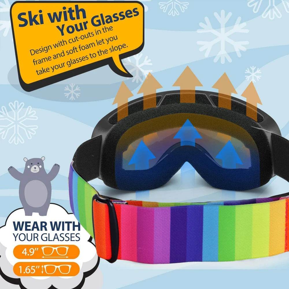 Premium Kids Ski Goggles Anti Fog UV400 For Ages 4 To 14 - ToylandEU