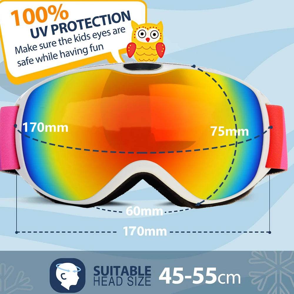 Premium Kids Ski Goggles Anti Fog UV400 For Ages 4 To 14 - ToylandEU