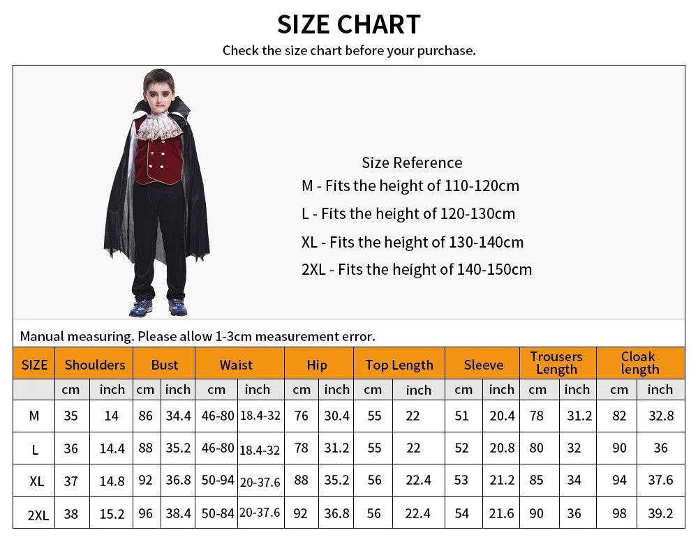 Premium Kids Vampire Costume Cloak Set for Halloween Cosplay - ToylandEU