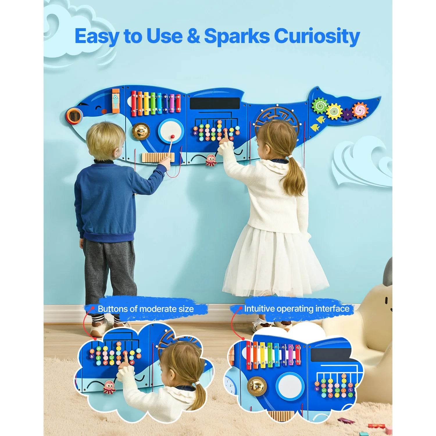Premium Kids Wall Busy Board 12 Activities Toddler Play - ToylandEU