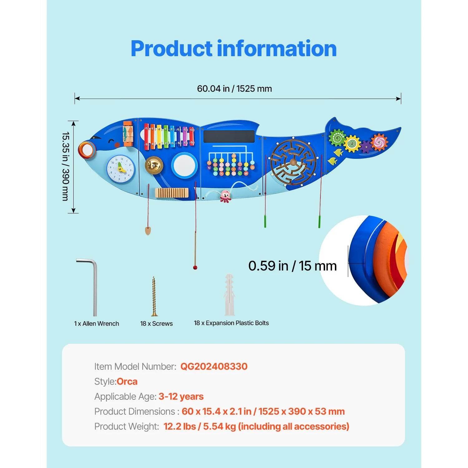 Premium Kids Wall Busy Board 12 Activities Toddler Play - ToylandEU