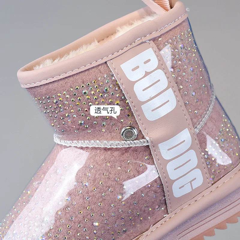 Premium Kids Winter Boots Waterproof Crystal Decor Girls - ToylandEU