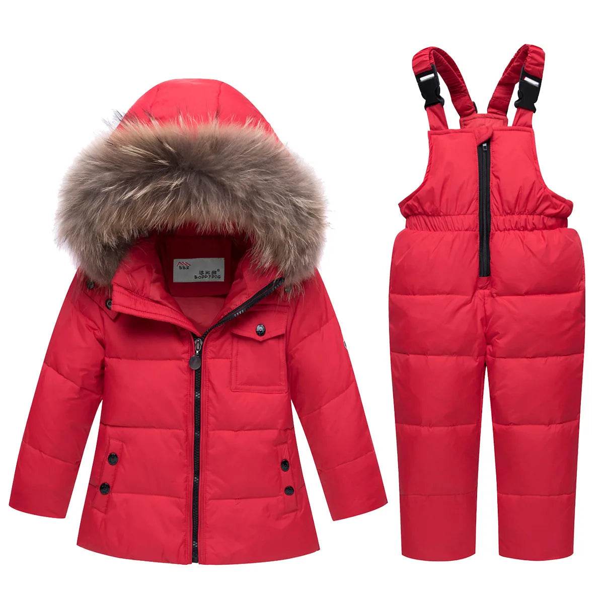 Premium Kids Winter Snowsuit Set With Fur Collar Girls 1-5 - ToylandEU