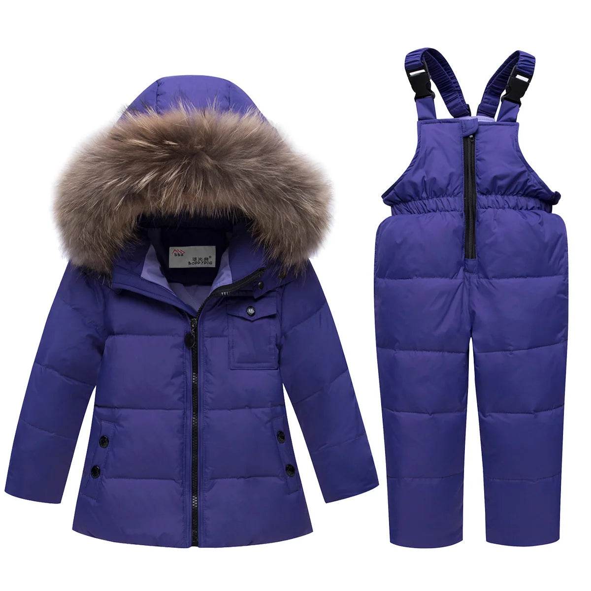 Premium Kids Winter Snowsuit Set With Fur Collar Girls 1-5 - ToylandEU