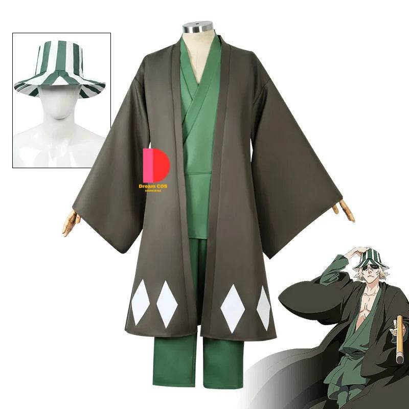 Premium Kisuke Urahara Cosplay Costume With Wig Cape For Men - ToylandEU