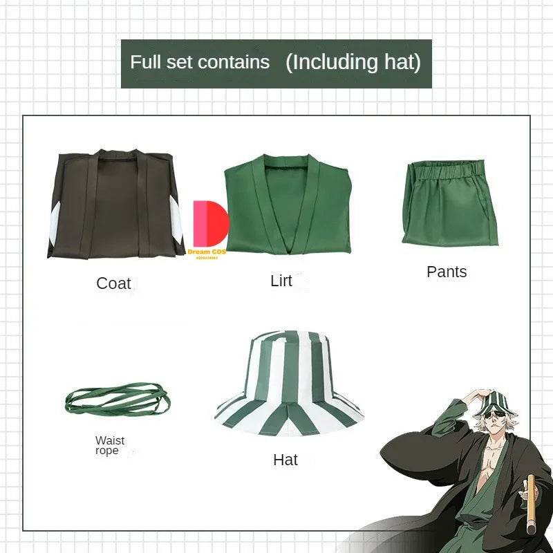 Premium Kisuke Urahara Cosplay Costume With Wig Cape For Men - ToylandEU