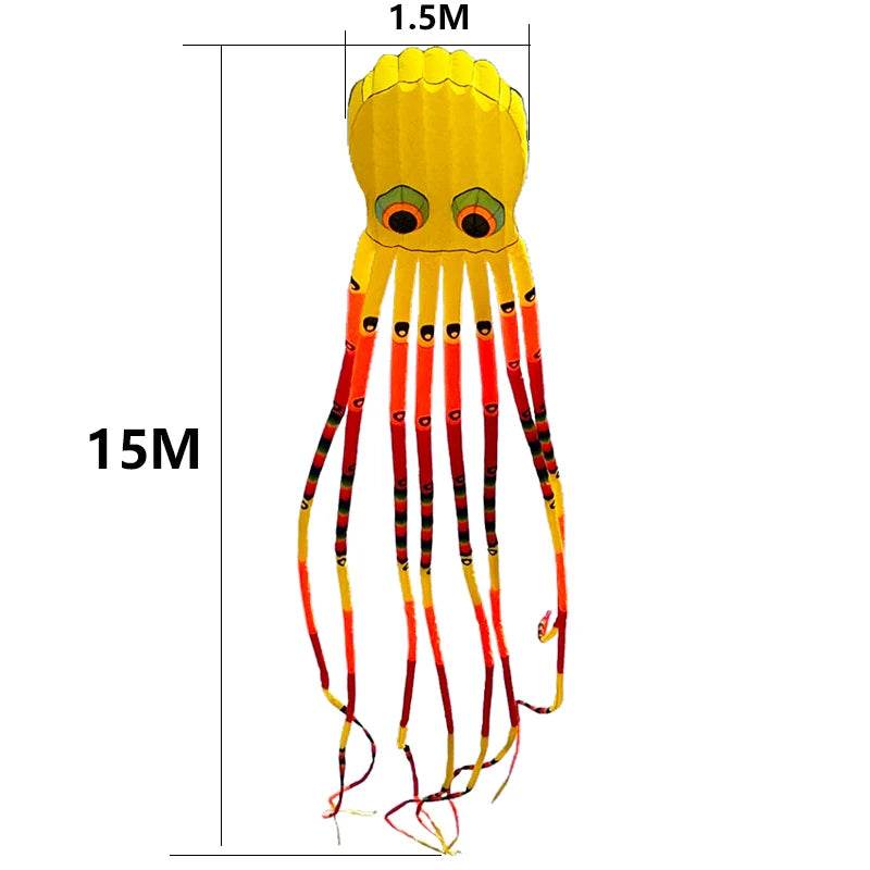 Premium Kite 3D Octopus Design 8 Tubes Colorful Tail Beach - ToylandEU