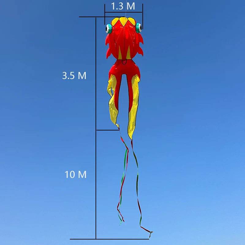 Premium Kite 3D Soft Goldfish 10M Easy To Fly Outdoor Beach - ToylandEU