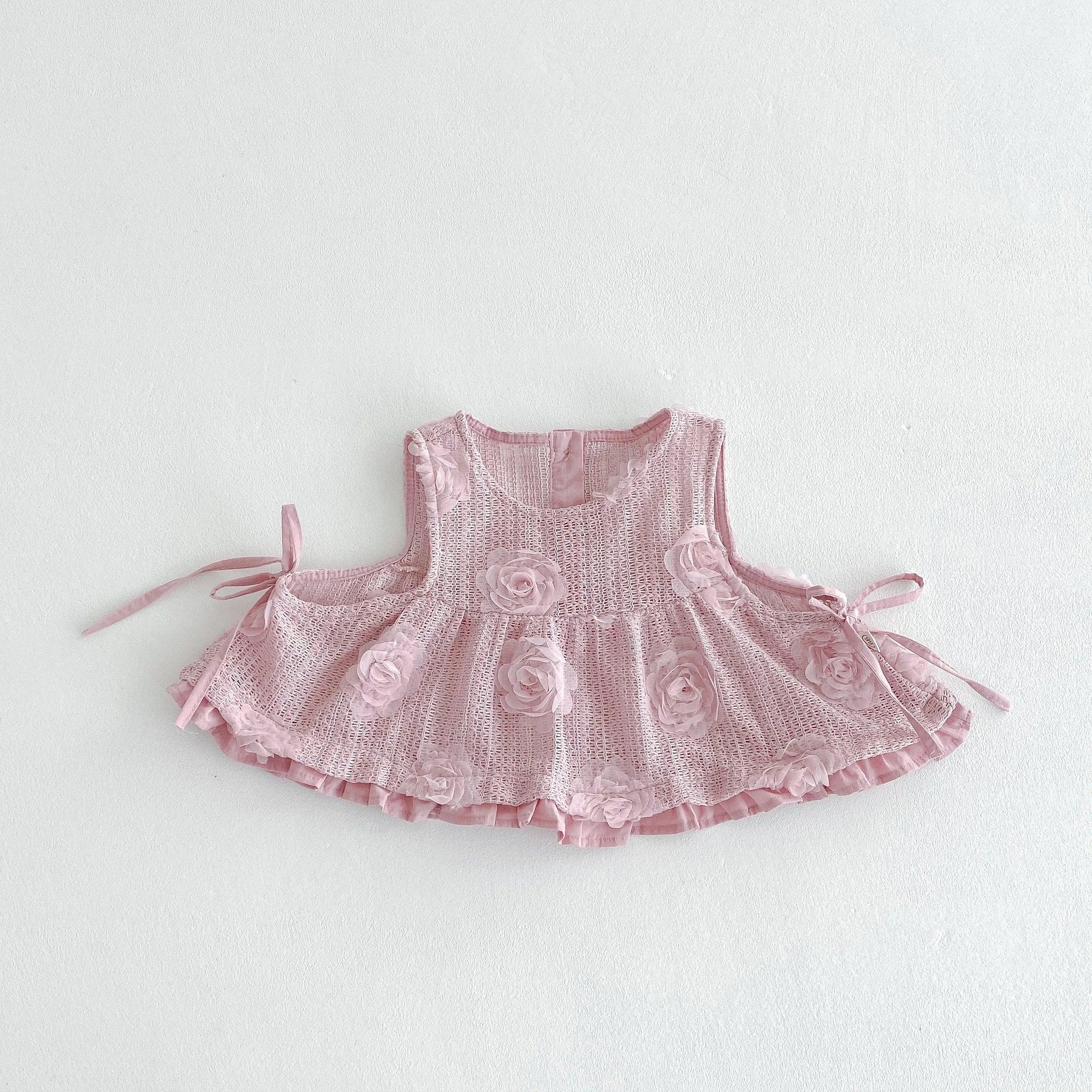Premium Korean Style Baby Dress Set With Rose Lace Vest For 1 2 Year Old Girls - ToylandEU