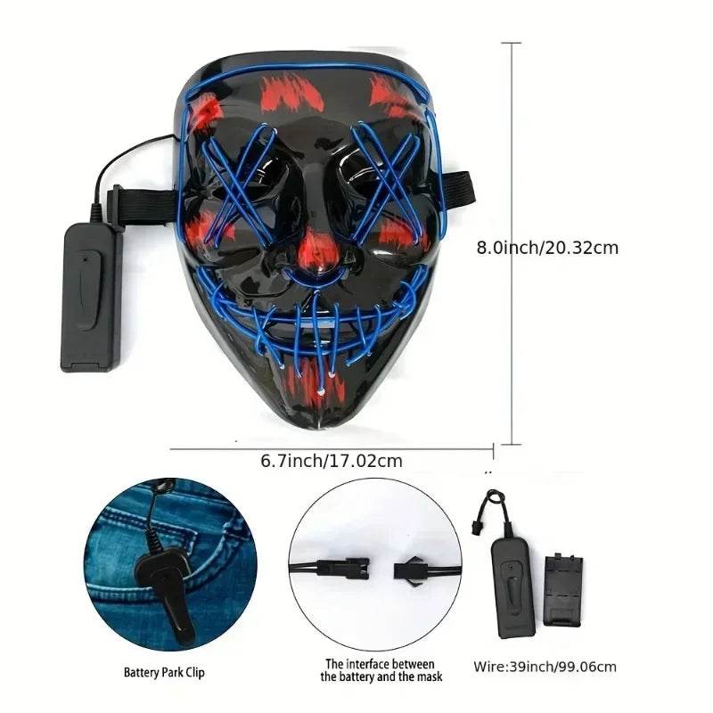 Premium LED Face Mask Glow In The Dark Festival For Men - ToylandEU