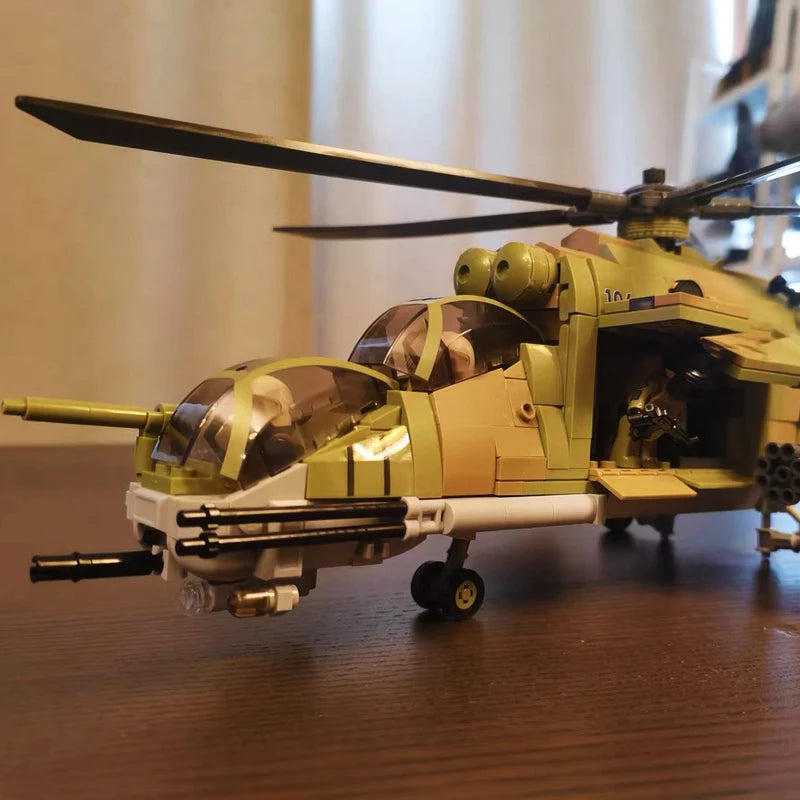 Premium LEGO Compatible Building Blocks Air Force Mi 24S Armed Transport Helicopter Model For Boys Gift - ToylandEU