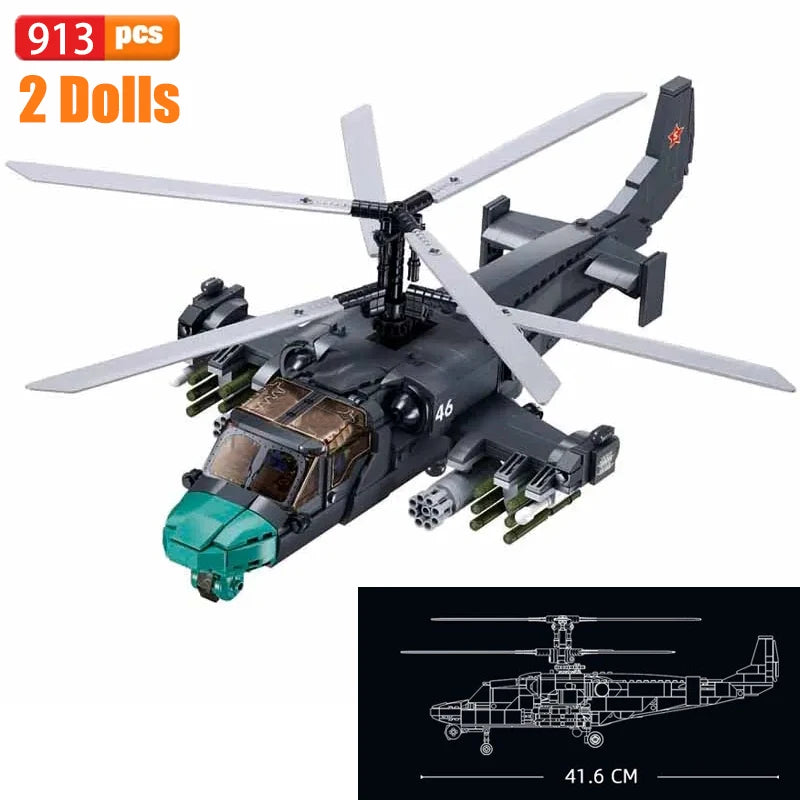 Premium LEGO Compatible Building Blocks Air Force Mi 24S Armed Transport Helicopter Model For Boys Gift - ToylandEU