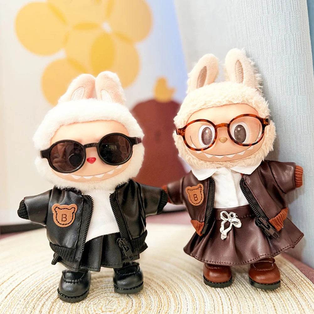 Premium Labubu Doll Leather Jacket With Bike Set For 17cm - ToylandEU