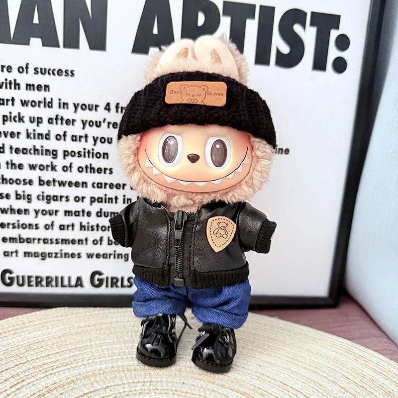 Premium Labubu Doll Leather Jacket With Bike Set For 17cm - ToylandEU