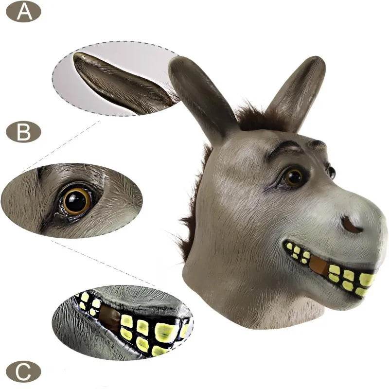 Premium Latex Donkey Mask Full Face Costume For Adults - ToylandEU