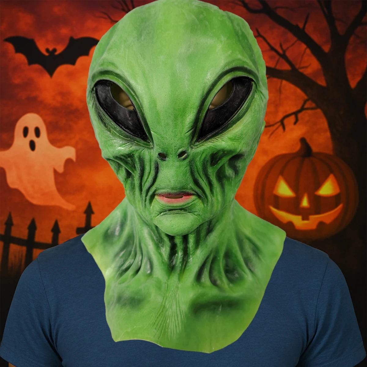 Premium Latex Mask Alien Green For Halloween Cosplay - ToylandEU