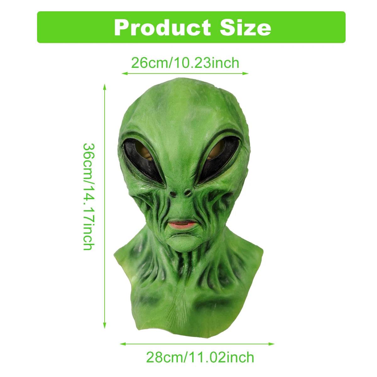 Premium Latex Mask Alien Green For Halloween Cosplay - ToylandEU