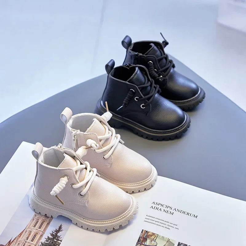 Premium Leather Ankle Boots With Anti Slip Cross Tied Closure For Toddlers And Kids Winter Wear - ToylandEU