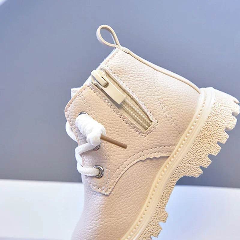 Premium Leather Ankle Boots With Anti Slip Cross Tied Closure For Toddlers And Kids Winter Wear - ToylandEU