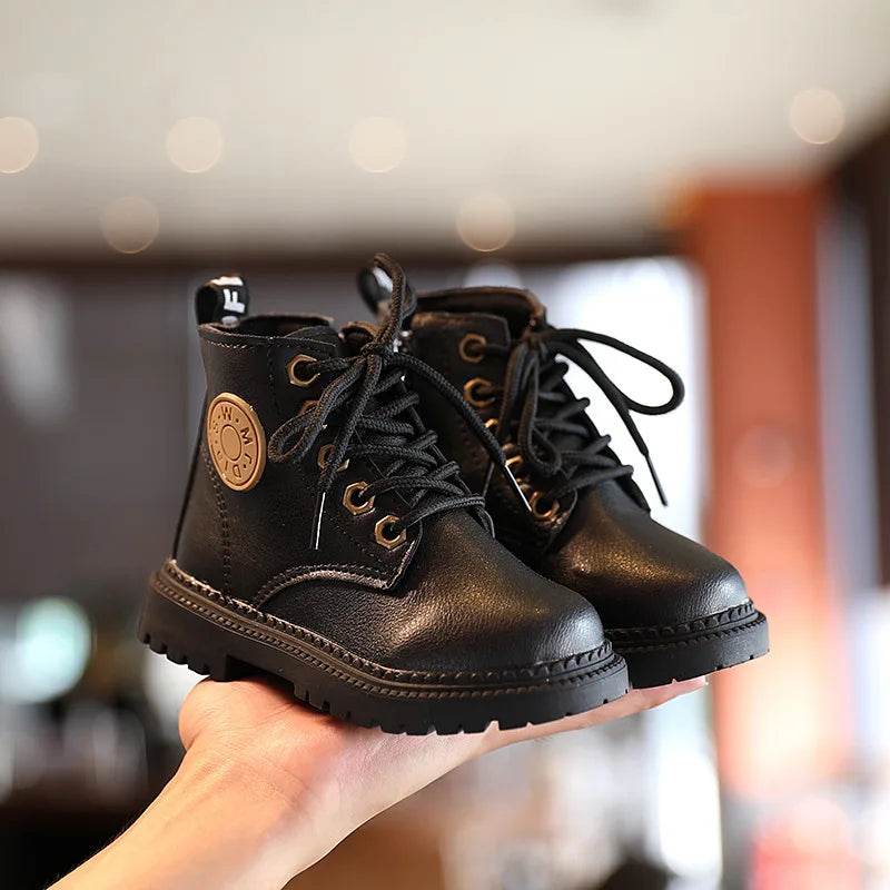 Premium Leather Boots Waterproof Non Slip Plush For Kids - ToylandEU