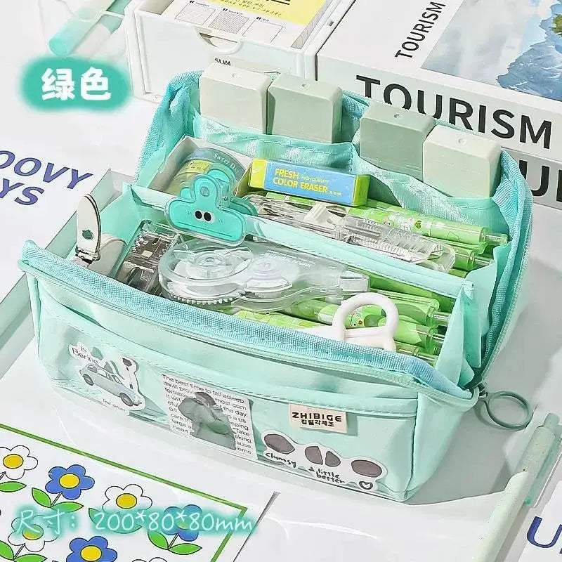 Premium Leather Pencil Case Ten Layer High Capacity Student - ToylandEU