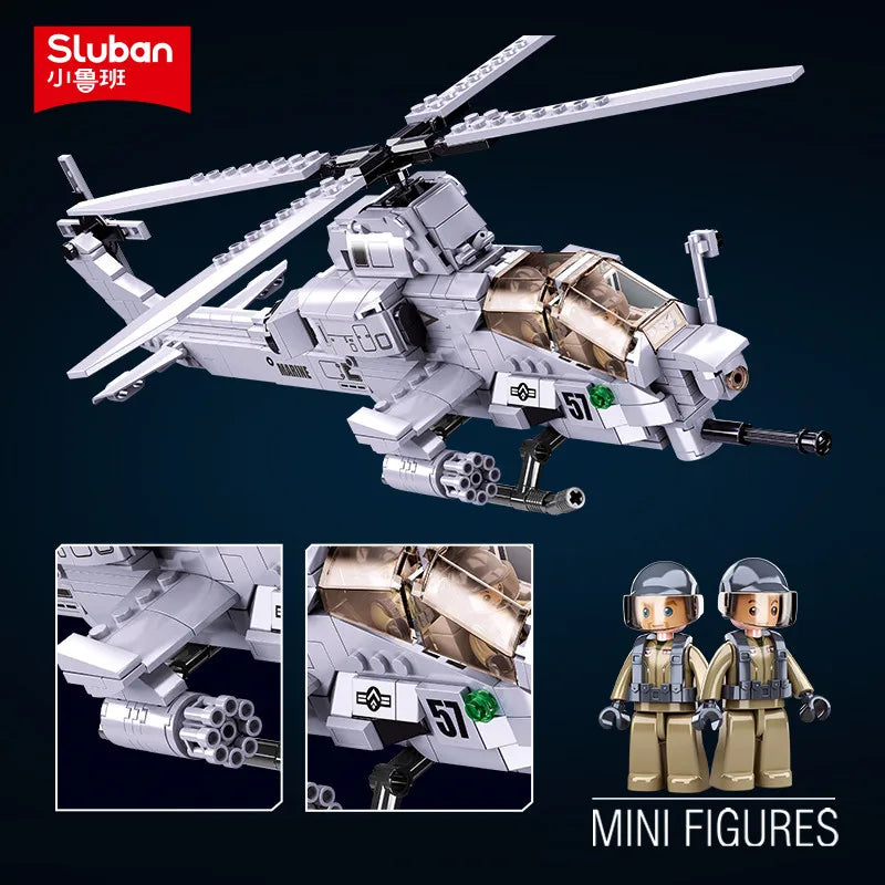 Premium Lego Compatible Building Block Set AH-1Z Viper Gunship Model For Aviation Enthusiasts - ToylandEU