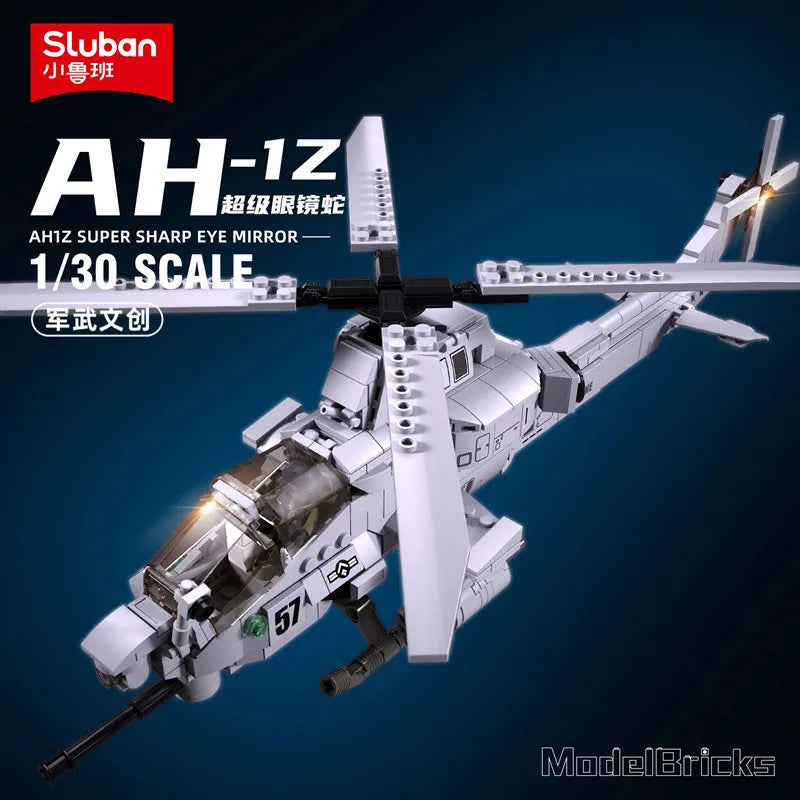 Premium Lego Compatible Building Block Set AH-1Z Viper Gunship Model For Aviation Enthusiasts - ToylandEU