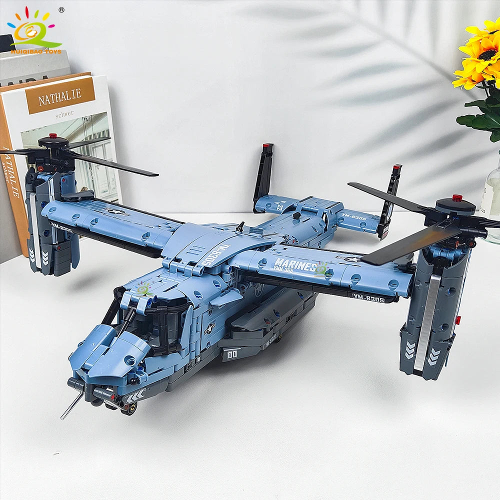 Premium Lego Compatible Building Block Set With 1389 Pieces V 22 Tiltrotor Aircraft Model For Kids And Collectors - ToylandEU
